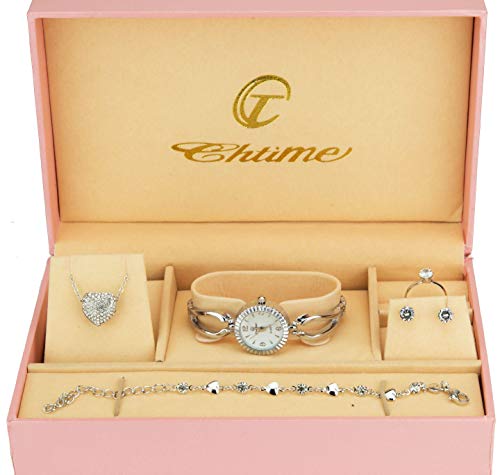 Geschenkset Damen Armbanduhr Silber- Schmuck Set- Halskette-Ring- Ohrringe - Armband Geschenkset Damen Armbanduhr Silber- Schmuck Set- Halskette-Ring- Ohrringe - Armband von BELLOS