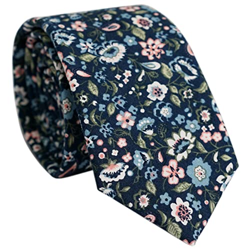 BELLUNO, Baumwoll-Krawatte mit Blumenmuster für Herren, Schmale Krawatte mit Blumenmuster für Hochzeit, Party, Veranstaltungen, Baumwoll-Slim-Tie + Geschenkbox, Dünn BELLUNO, Baumwoll-Krawatte mit Blumenmuster für Herren, Schmale Krawatte mit Blumenmuster für Hochzeit, Party, Veranstaltungen, Baumwoll-Slim-Tie + Geschenkbox, Dünn von BELLUNO