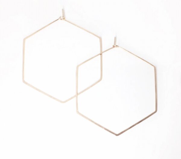 BELLYBIRD Jewellery CREOLEN - Hexagon, gehämmert, S/M/L von BELLYBIRD Jewellery