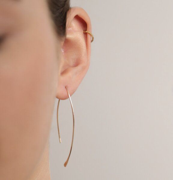 BELLYBIRD Jewellery CREOLEN - Navette, gehämmerte Creolen in V-Form, Silber/Vergoldet/Rosé von BELLYBIRD Jewellery