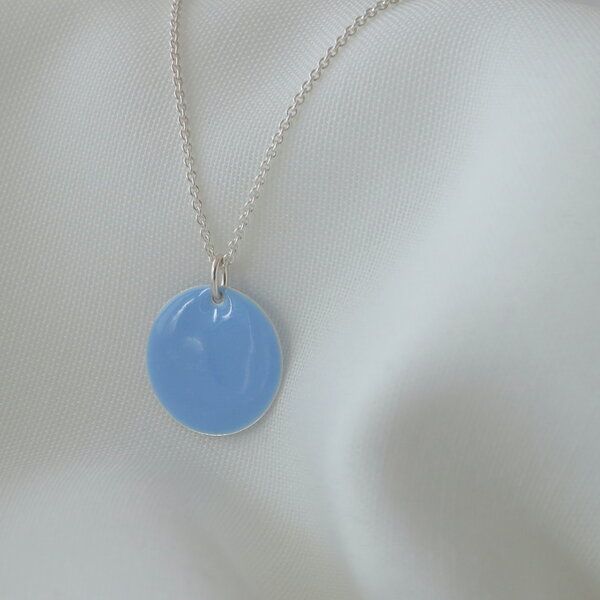 BELLYBIRD Jewellery Halskette - emailliertes Plättchen, Anhänger aus Silber mit Emaille von BELLYBIRD Jewellery