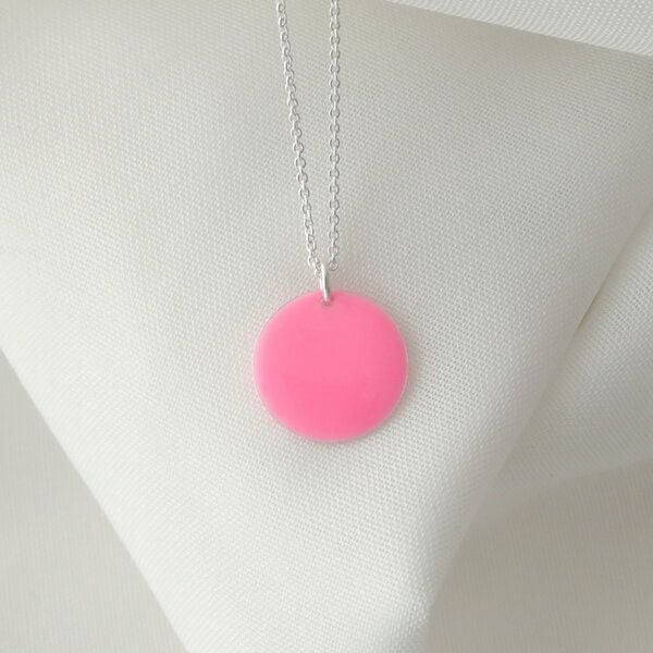 BELLYBIRD Jewellery Halskette - emailliertes Plättchen, Anhänger aus Silber mit Emaille von BELLYBIRD Jewellery