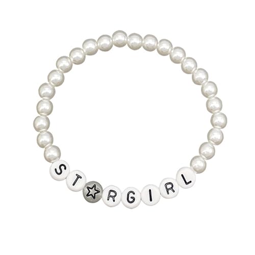 BELOWSYALER 2023 Star Girls Star Boy Buchstaben Simulierte Perlen Armbänder Frauen Licht Luxus Exquisite Handgemachte Perlen Schmuck von BELOWSYALER