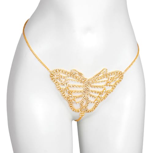 BELOWSYALER Damen-Stringtanga, Stringtanga, Strass, Strass, Körperkette, Schmuck, G-String für Romantiker, Veranstaltungen, Festivals von BELOWSYALER