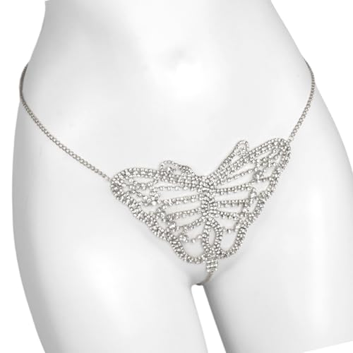 BELOWSYALER Damen-Stringtanga, Stringtanga, Strass, Strass, Körperkette, Schmuck, G-String für Romantiker, Veranstaltungen, Festivals von BELOWSYALER