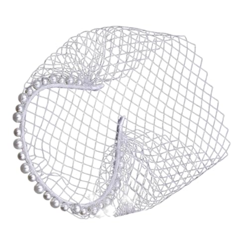 BELOWSYALER Eleganter Haarreif mit Perlendekor, mit Gesichtsschleier, Brautparty, Kopfschmuck für Hochzeitszeremonie und besondere Anlässe von BELOWSYALER
