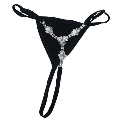 BELOWSYALER Luxuriöse Stringtanga mit Strassverzierung für Damen, funkelnder Kristall-G-String, Taillenschmuck für Strandpartys von BELOWSYALER