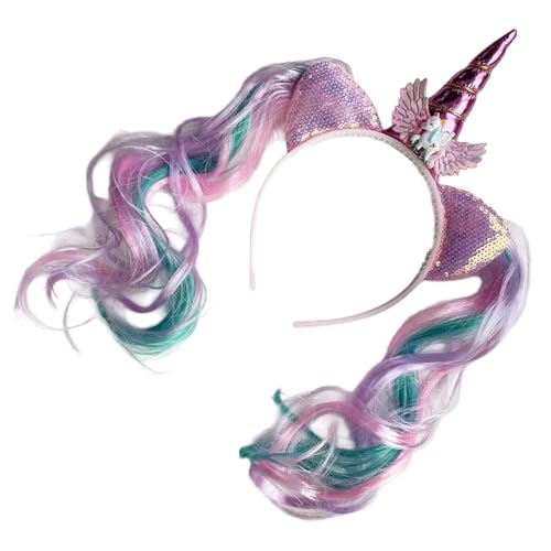 BELOWSYALER Schönes gehörntes Stirnband für kleine Mädchen mit Fischschwanz-Designs, Cartoon-Haarreif für Geburtstagsfeiern und Themenveranstaltungen von BELOWSYALER