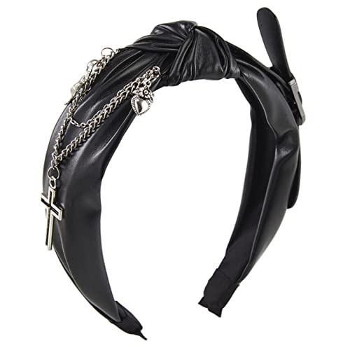 PU-Leder-Stirnband, Gothic-Tiaras, geknotetes Stirnband, Punk-Stirnband für Damen, breite Knoten-Stirnbänder von BELOWSYALER