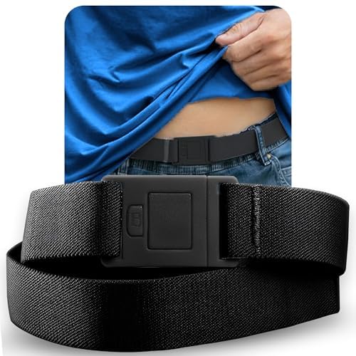 BELTAWAY Herren Gürtel mit flacher Schnalle, einfach verstellbar, passt sich jeder Hose perfekt an - Schwarz - von BELTAWAY