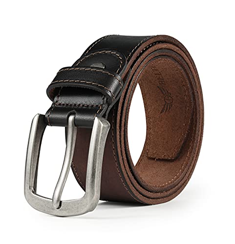 BELTER Ledergürtel Herren Gürtel Herren Leder Gürtel Leder Jeansguertel Herrengürtel Männer Gürtel Echter Büffelleder 3.8cm Breit (120cm, Braun) von BELTER