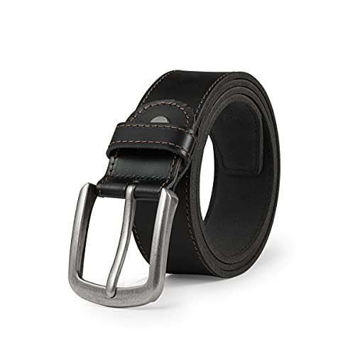 BELTER Ledergürtel Herren Gürtel Leder Jeansguertel 110cm-160 cm Echter Büffelleder Herrengürtel Handgemacht 3.8cm Breit (140cm, Schwarz) von BELTER