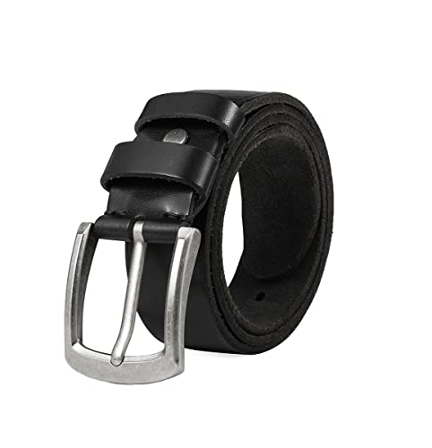 BELTER Ledergürtel Herren Gürtel für Männer 38mm Echter Leder Jeansgürtel mit Geschenkbox (140cm, Schwarz) von BELTER