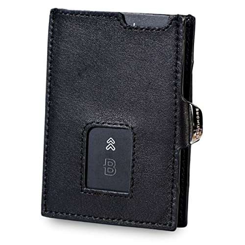 BELTIMORE – Wallet „Duke“ Schwarz – Kartenwallet mit Geldklammer + Kleingeldfach – bis zu 6 Karten – aus echtem Leder – RFID Schutz- Kreditkarten Etuis - Cardholder - Top Qualität von BELTIMORE