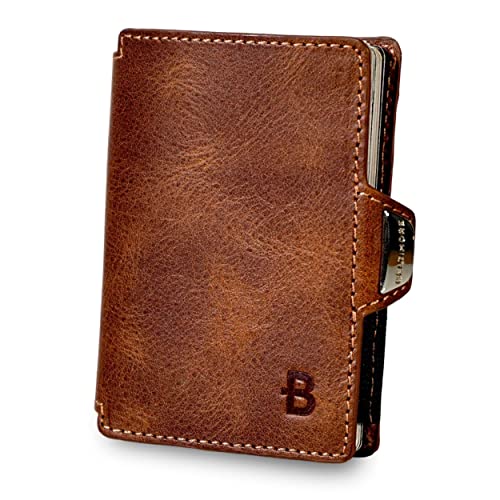 BELTIMORE – Wallet „Prince“ – Slim Wallet für bis zu 6 Karten – aus echtem Leder – Kartenetui - Geldbörse - Cardholder - Top Qualität (Braun) von BELTIMORE