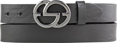 BELTINGER Damen-Gürtel EMIL aus Vollrindleder 3 cm | Schmaler Ledergürtel für Damen 30mm | Schwarz Metallic | Schwarz 85cm von BELTINGER