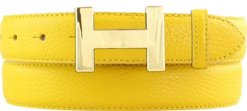 BELTINGER Damen-Gürtel HAILEY aus strukturiertem Leder 3 cm | Schmaler Ledergürtel für Damen 30mm | Gold glänzend | Gelb 110cm von BELTINGER