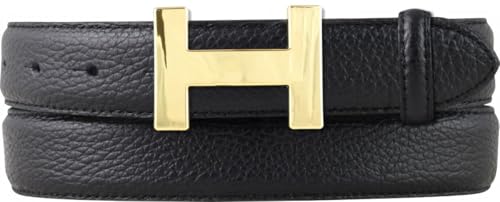 BELTINGER Damen-Gürtel HAILEY aus strukturiertem Leder 3 cm | Schmaler Ledergürtel für Damen 30mm | Gold glänzend | Schwarz 110cm von BELTINGER