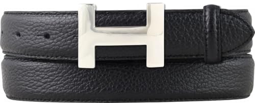 BELTINGER Damen-Gürtel HAILEY aus strukturiertem Leder 3 cm | Schmaler Ledergürtel für Damen 30mm | Silber glänzend | Schwarz 85cm von BELTINGER