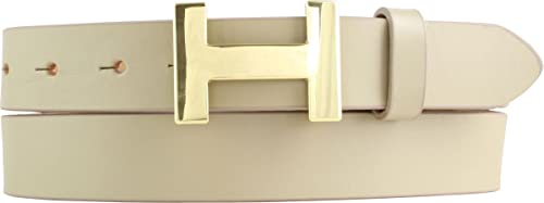 BELTINGER Damen-Gürtel HANNA aus Vollrindleder 3 cm | Schmaler Ledergürtel für Damen 30mm | Gold glänzend | Beige 100cm von BELTINGER