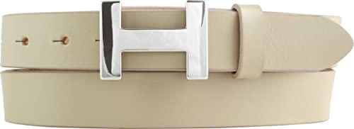 BELTINGER Damen-Gürtel HANNA aus Vollrindleder 3 cm | Schmaler Ledergürtel für Damen 30mm | Silber glänzend | Beige 100cm von BELTINGER