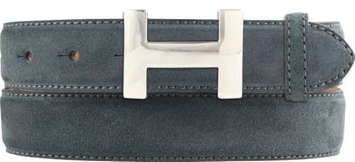BELTINGER Damen-Gürtel HELEN aus Veloursleder 3,0 cm | Velour-Ledergürtel für Damen 30mm | Wildleder-Gürtel mit silber, glänzender Gürtelschließe | Anthrazit 120cm von BELTINGER