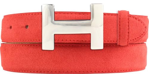 BELTINGER Damen-Gürtel HELEN aus Veloursleder 3,0 cm | Velour-Ledergürtel für Damen 30mm | Wildleder-Gürtel mit silber, glänzender Gürtelschließe | Rot 105cm von BELTINGER