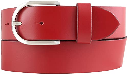 BELTINGER Damen-Gürtel aus 100% echtem Leder 4 cm | Jeans-Gürtel für Damen 40mm | Spaltleder-Gürtel in 4cm mit runder Schließe | Rot 105cm von BELTINGER