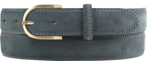 BELTINGER Damen-Gürtel aus Veloursleder 3,0 cm | Velour-Ledergürtel für Damen 30mm | Wildleder-Gürtel mit runder, goldener Gürtelschließe | Anthrazit 120cm von BELTINGER
