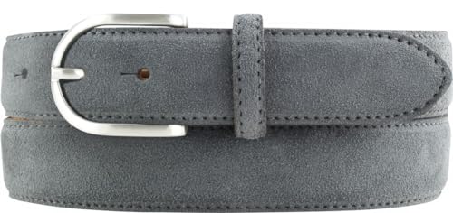 BELTINGER Damen-Gürtel aus Veloursleder 3,0 cm | Velour-Ledergürtel für Damen 30mm | Wildleder-Gürtel mit runder Gürtelschließe | Dunkelgrau 80cm von BELTINGER