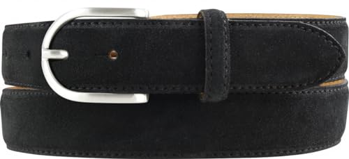 BELTINGER Damen-Gürtel aus Veloursleder 3,0 cm | Velour-Ledergürtel für Damen 30mm | Wildleder-Gürtel mit runder Gürtelschließe | Schwarz 95cm von BELTINGER