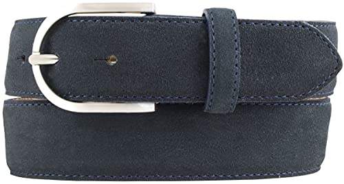 BELTINGER Damen-Gürtel aus Veloursleder 3,5 cm | Velour-Ledergürtel für Damen 35mm | Wildleder-Gürtel mit runder Gürtelschließe | Dunkelblau 100cm von BELTINGER