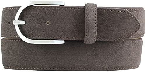 BELTINGER Damen-Gürtel aus Veloursleder 3,5 cm | Velour-Ledergürtel für Damen 35mm | Wildleder-Gürtel mit runder Gürtelschließe | Dunkelbraun 105cm von BELTINGER