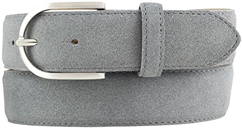 BELTINGER Damen-Gürtel aus Veloursleder 3,5 cm | Velour-Ledergürtel für Damen 35mm | Wildleder-Gürtel mit runder Gürtelschließe | Dunkelgrau 100cm von BELTINGER