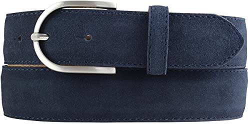 BELTINGER Damen-Gürtel aus Veloursleder 3,5 cm | Velour-Ledergürtel für Damen 35mm | Wildleder-Gürtel mit runder Gürtelschließe | Marine 100cm von BELTINGER