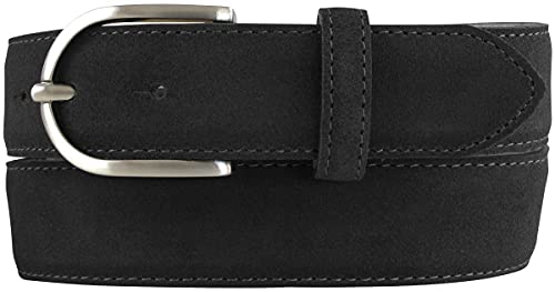 BELTINGER Damen-Gürtel aus Veloursleder 3,5 cm | Velour-Ledergürtel für Damen 35mm | Wildleder-Gürtel mit runder Gürtelschließe | Schwarz 110cm von BELTINGER