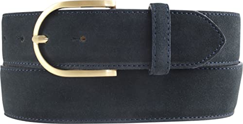 BELTINGER Damen-Gürtel aus Veloursleder 4 cm | Velour-Gürtel für Damen 40mm | Wildleder-Gürtel 4cm mit goldener Gürtelschnalle | Dunkelblau 80cm von BELTINGER