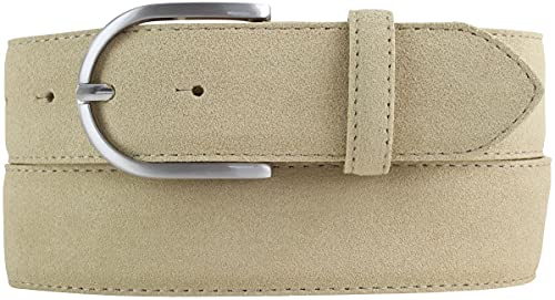 BELTINGER Damen-Gürtel aus Veloursleder 4 cm | Velour-Gürtel für Damen 40mm | Wildleder-Gürtel 4cm mit runder Gürtelschnalle | Beige 85cm von BELTINGER