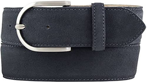 BELTINGER Damen-Gürtel aus Veloursleder 4 cm | Velour-Gürtel für Damen 40mm | Wildleder-Gürtel 4cm mit runder Gürtelschnalle | Dunkelblau 80cm von BELTINGER