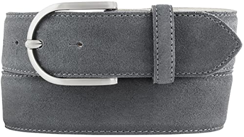 BELTINGER Damen-Gürtel aus Veloursleder 4 cm | Velour-Gürtel für Damen 40mm | Wildleder-Gürtel 4cm mit runder Gürtelschnalle | Dunkelgrau 100cm von BELTINGER