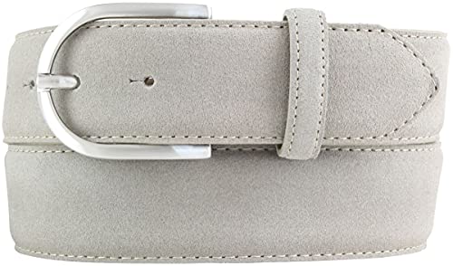 BELTINGER Damen-Gürtel aus Veloursleder 4 cm | Velour-Gürtel für Damen 40mm | Wildleder-Gürtel 4cm mit runder Gürtelschnalle | Hellgrau 100cm von BELTINGER