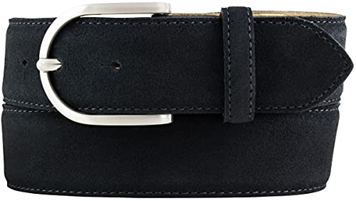 BELTINGER Damen-Gürtel aus Veloursleder 4 cm | Velour-Gürtel für Damen 40mm | Wildleder-Gürtel 4cm mit runder Gürtelschnalle | Schwarz 90cm von BELTINGER