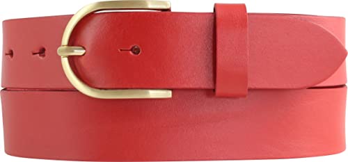 BELTINGER Damen-Gürtel aus Vollrindleder 3,5 cm | Jeans-Gürtel für Damen 35mm | Chino-Gürtel mit runder, goldener Gürtelschließe | Rot 100cm von BELTINGER