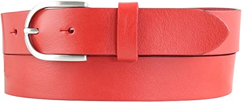 BELTINGER Damen-Gürtel aus Vollrindleder 3 cm | Leder-Gürtel für Damen 30mm | Chino-Gürtel mit runder Gürtelschließe | Rot 100cm von BELTINGER