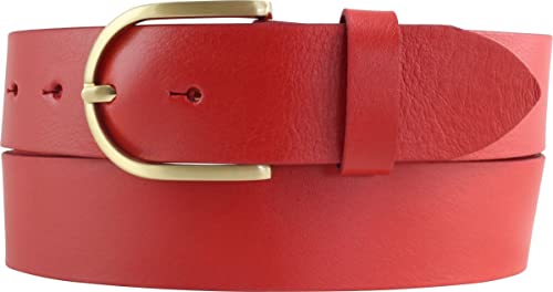 BELTINGER Damen-Gürtel aus Vollrindleder 4 cm | Jeans-Gürtel für Damen 40mm | Vollleder-Gürtel mit goldener Gürtelschließe | Rot 85cm von BELTINGER