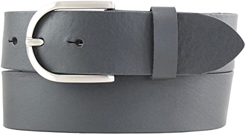 BELTINGER Damen-Gürtel aus Vollrindleder 4 cm | Jeans-Gürtel für Damen 40mm | Vollleder-Gürtel mit runder Gürtelschließe | Dunkelgrau 80cm von BELTINGER