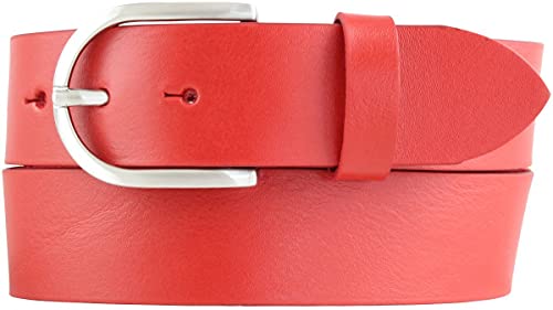 BELTINGER Damen-Gürtel aus Vollrindleder 4 cm | Jeans-Gürtel für Damen 40mm | Vollleder-Gürtel mit runder Gürtelschließe | Rot 105cm von BELTINGER