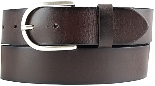 BELTINGER Damen-Gürtel aus Vollrindleder Vintage-Look 4 cm | Jeans-Gürtel für Damen 40mm | Mit geschwärzten Kanten | Braun 90cm von BELTINGER