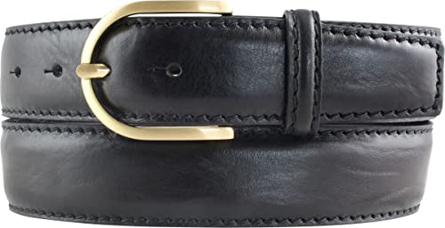 BELTINGER Damen-Gürtel aus Vollrindleder mit Naht 4 cm | Jeans-Gürtel für Damen 40mm | Bombierter Ledergürtel mit goldener Gürtelschnalle | Schwarz 85cm von BELTINGER