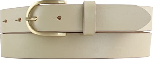 BELTINGER Damen-Gürtel aus Vollrindleder mit goldener Gürtelschnalle 3 cm | Leder-Gürtel für Damen 30mm | Chino-Gürtel | Beige 115cm von BELTINGER